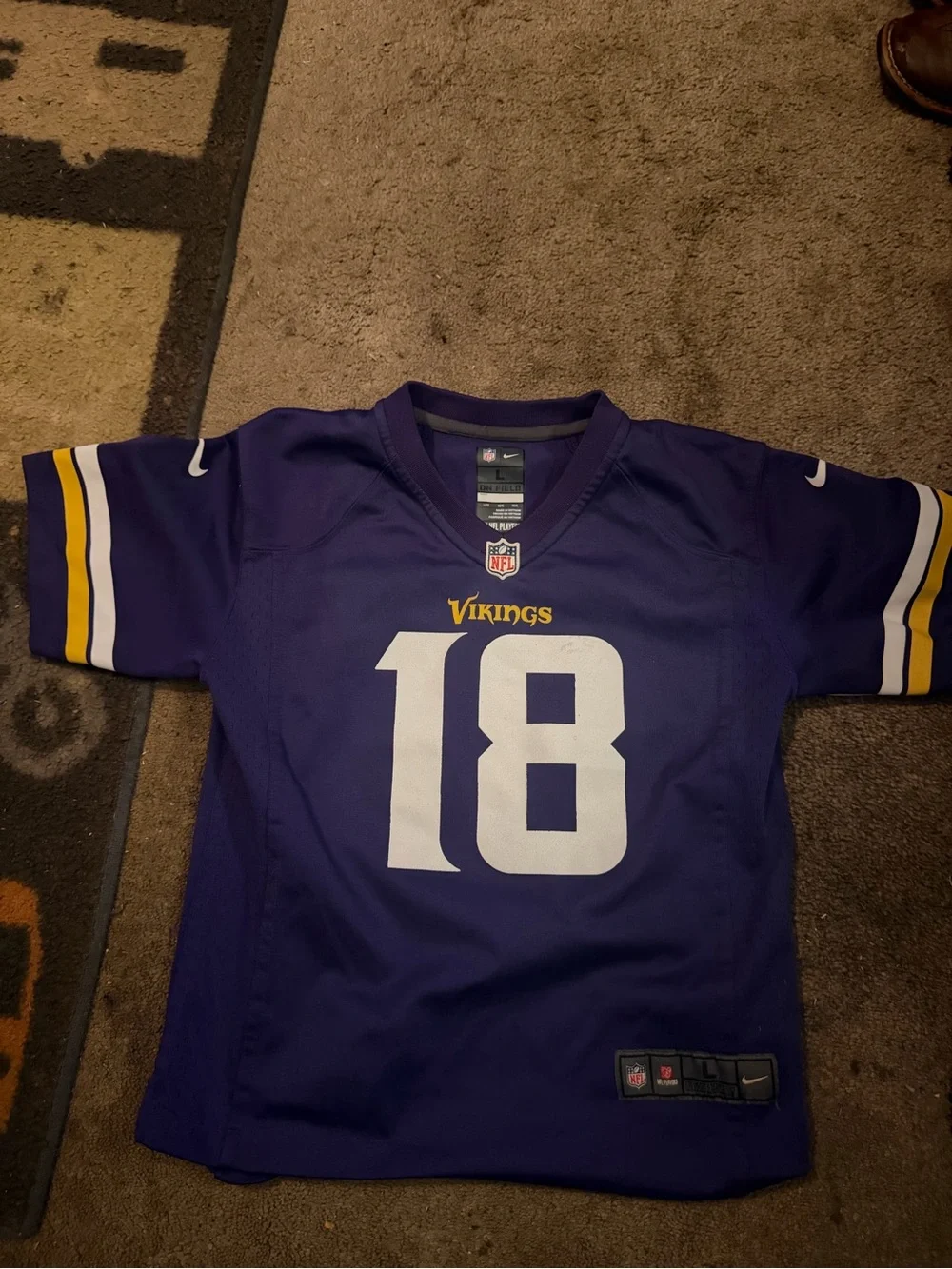 Nike Kids Purple Minnesota Vikings #18 Jersey with Yellow & White Accents